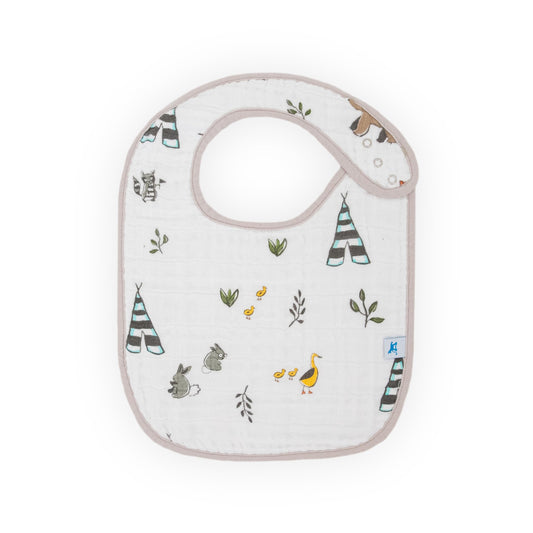 Three layers of highly absorbent premium cotton muslin baby feeding bibs close up