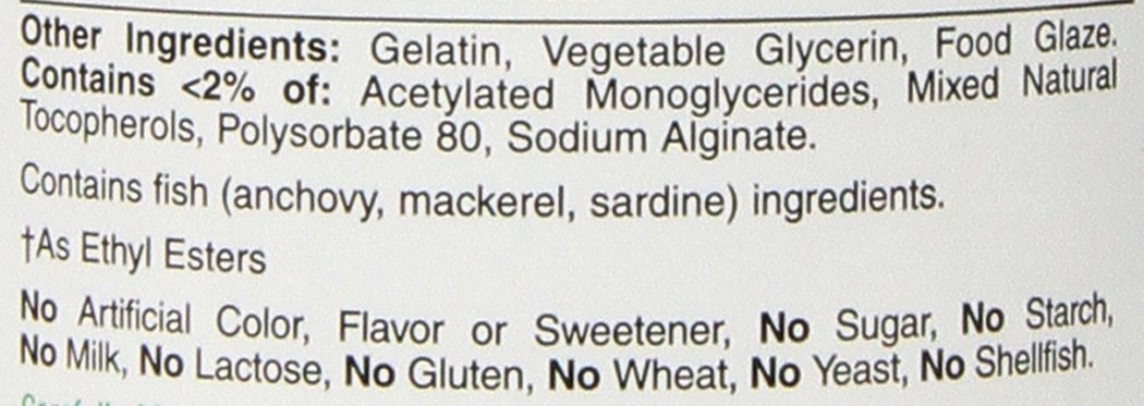 Nature's Bounty omega 3 coated softgels next to packaging