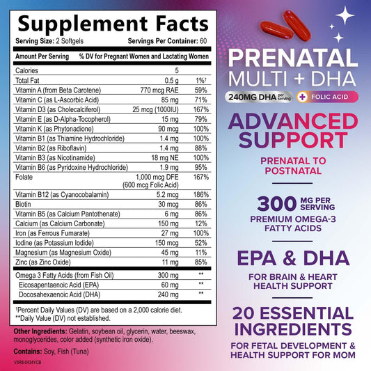 Bottle of Natures Nutrition Prenatal vitamins for women