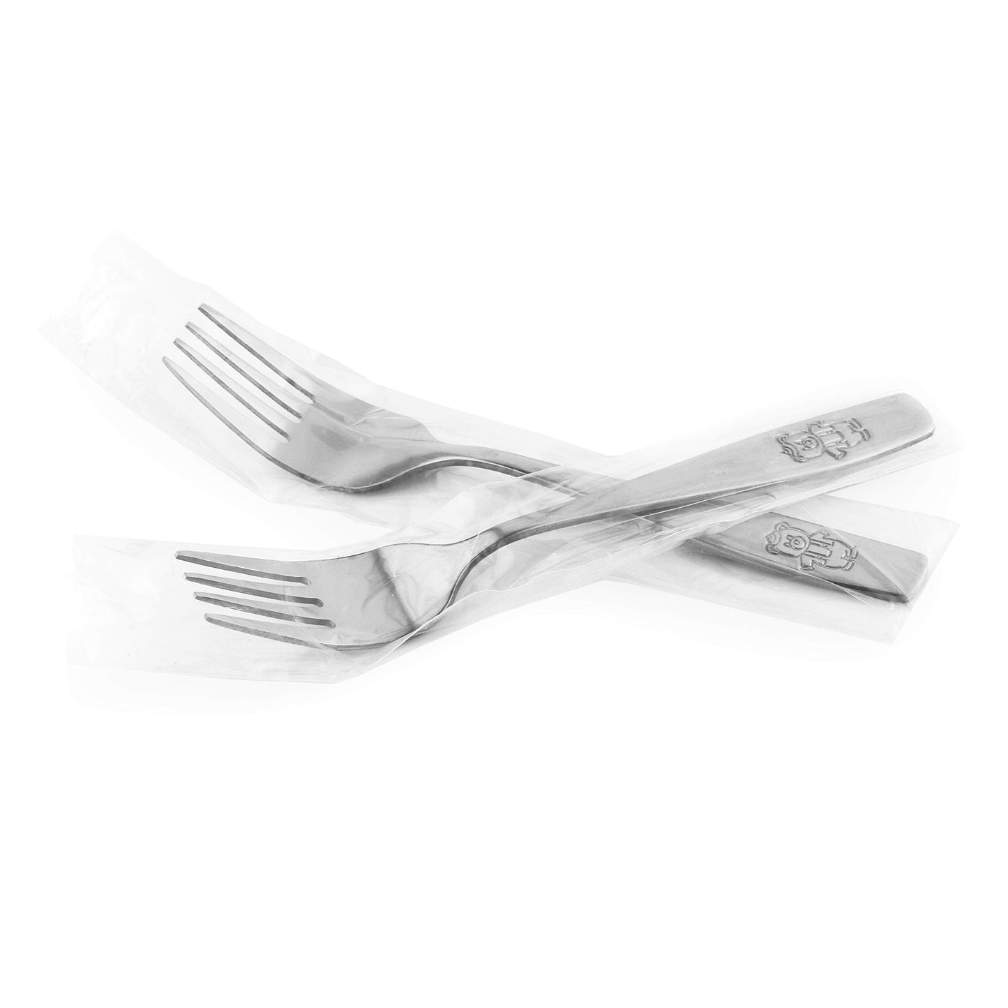 Top view of GlossyEnd stainless steel forks for children