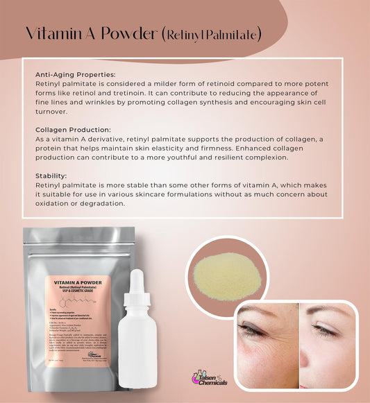 Close up of Talsen Chemicals Retinyl Palmitate powder texture