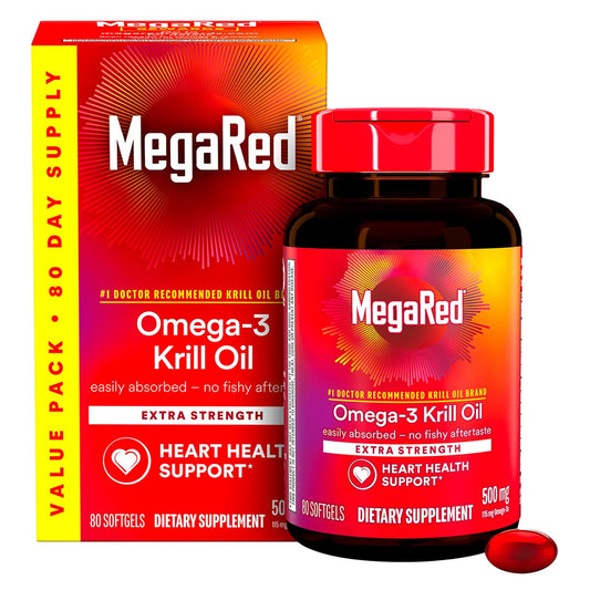 MegaRed Extra Strength Krill Oil two bottle value pack packaging details