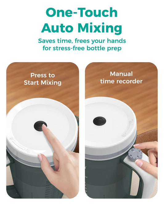 Motorized baby formula milk making machine with twenty eight ounce measurement markings