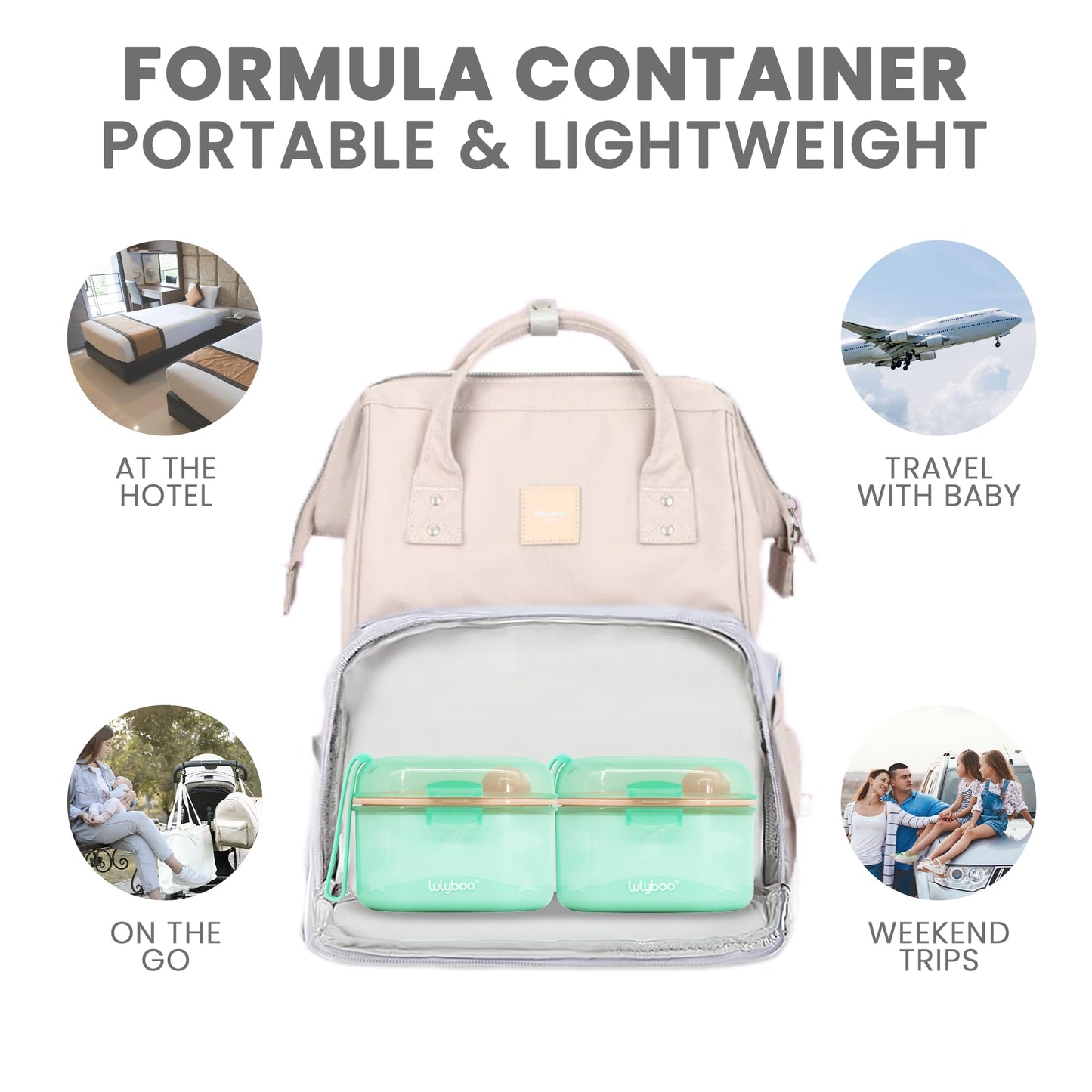 Lulyboo travel friendly 9 Fluid Ounces green formula container side view.