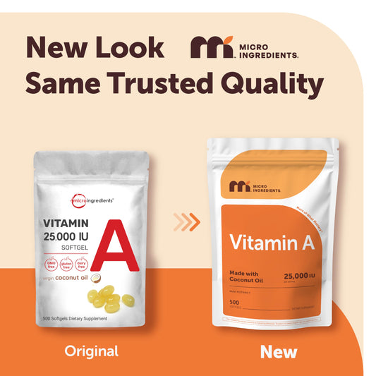 Micro Ingredients Vitamin A 500 count label details