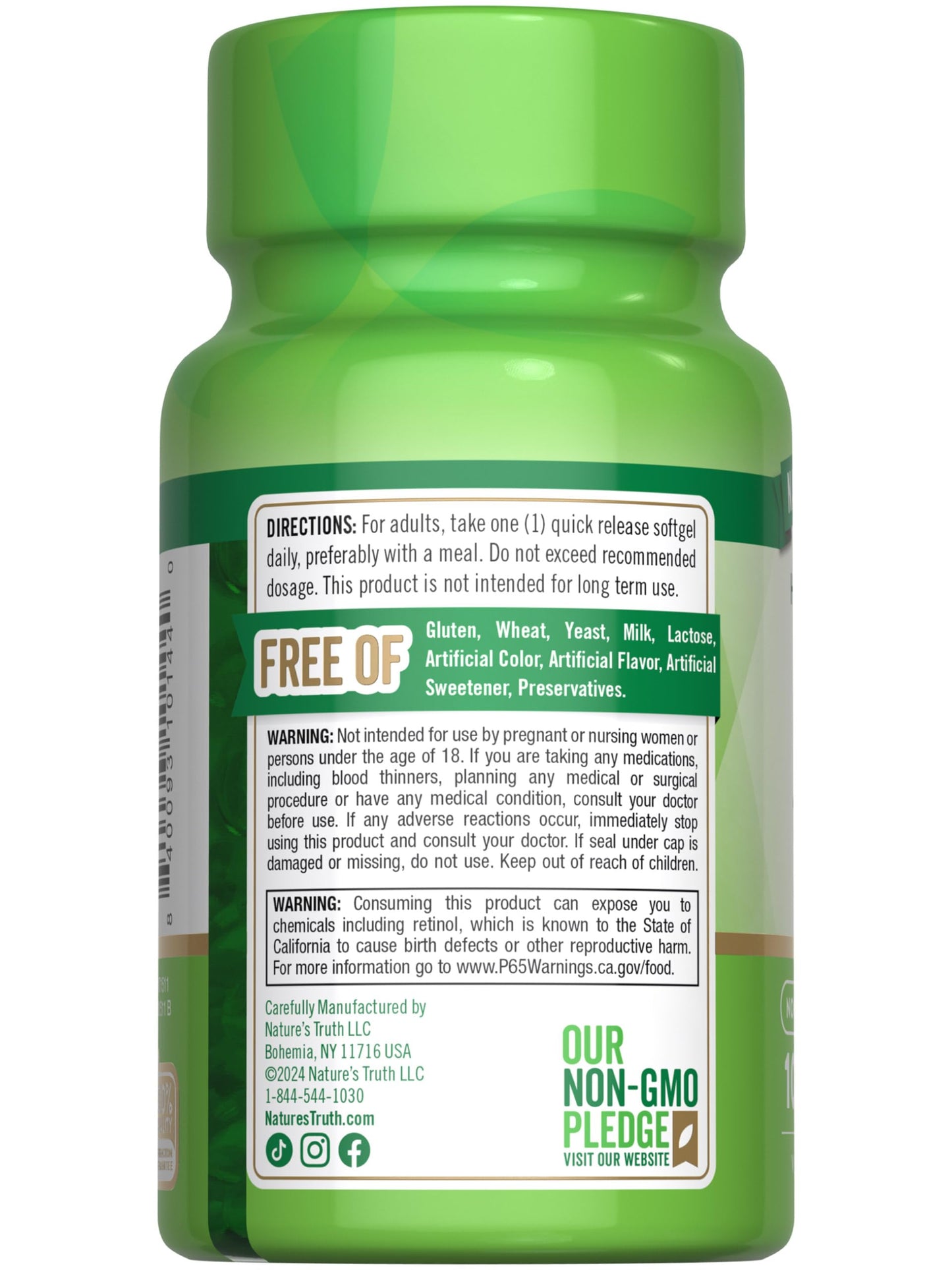 Nature's Truth Vitamin A 10000 IU daily health supplement bottle