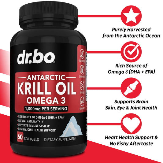 Dr. Bo 1000mg krill oil softgels nutritional facts and ingredient label