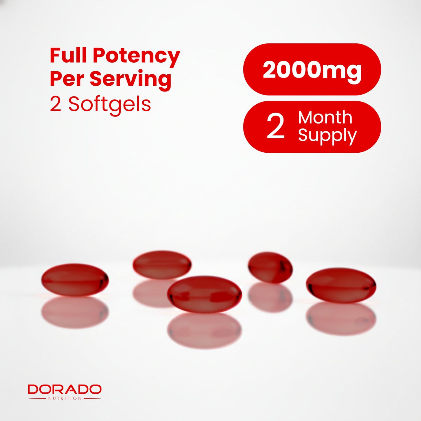 Securely sealed bottle of Dorado Nutrition Omega-3 krill oil 2000 Mg supplement.