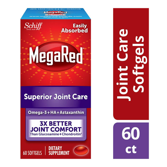 Schiff MegaRed three hundred fifty three milligrams omega three krill oil bottle showing supplement benefits.