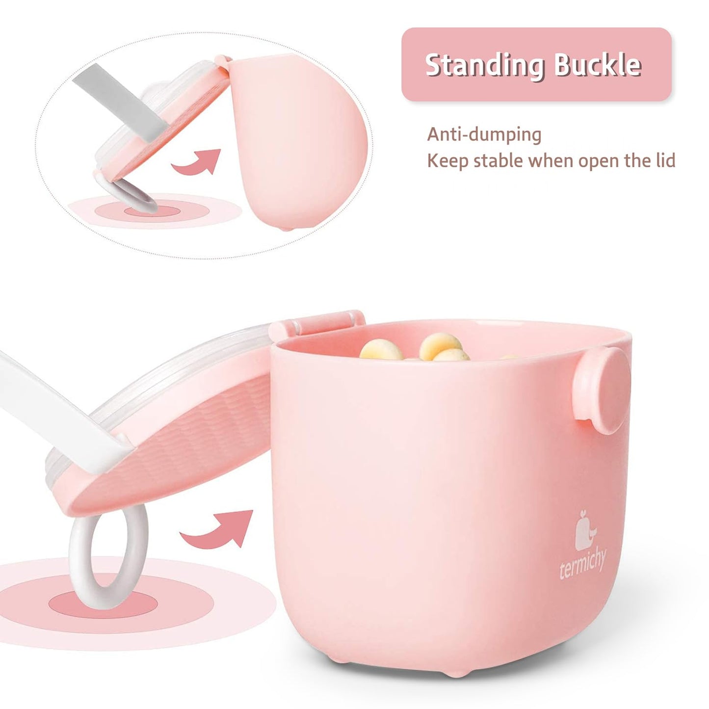 Termichy 500ml milk powder container being washed and sanitized for baby hygiene