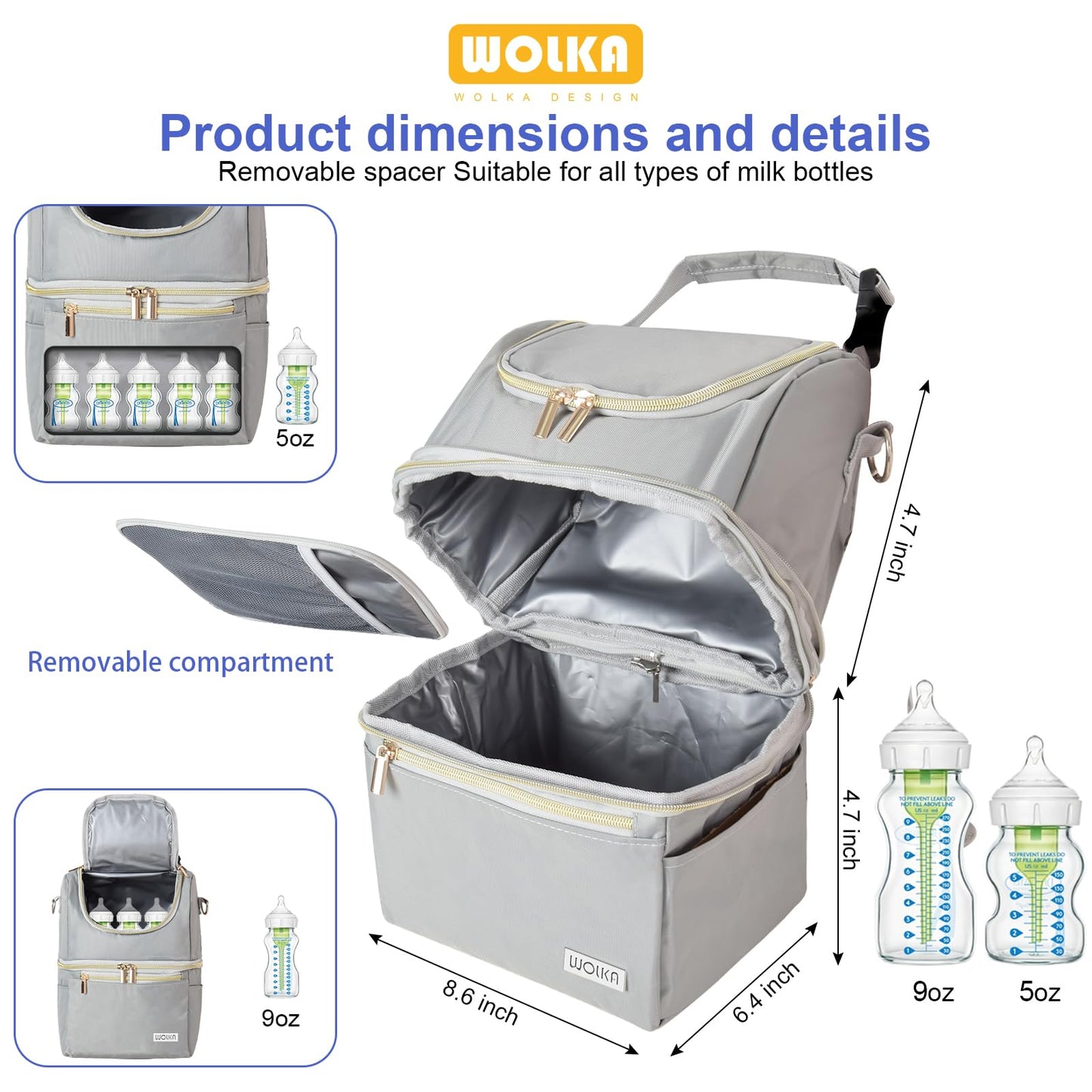 Wolka breast milk cooler bag packed for daycare use