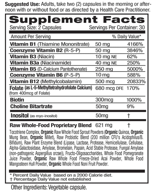 Emerald Labs coenzymated B complex supplement nutrition facts and ingredient list