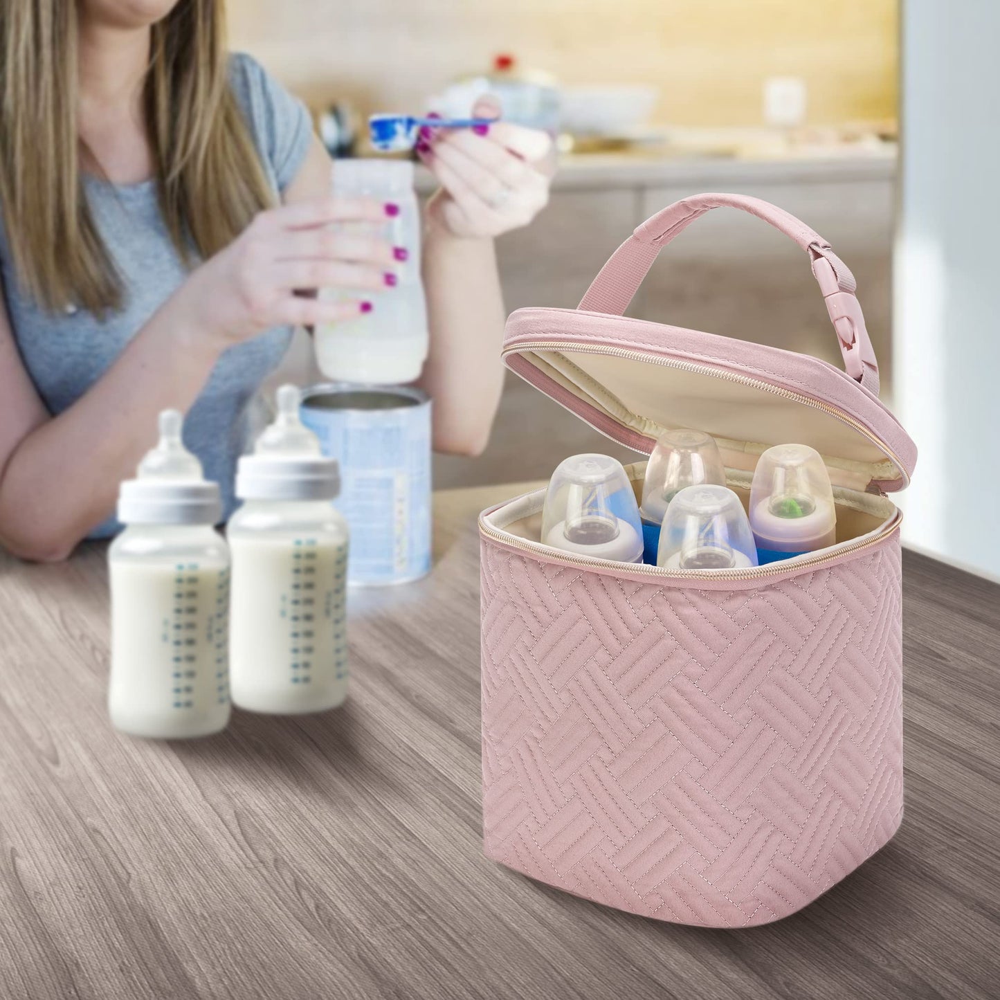Fasrom breastmilk cooler bag packed inside a travel backpack