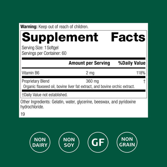 Close up of Standard Process Flax Oil Plus supplement label