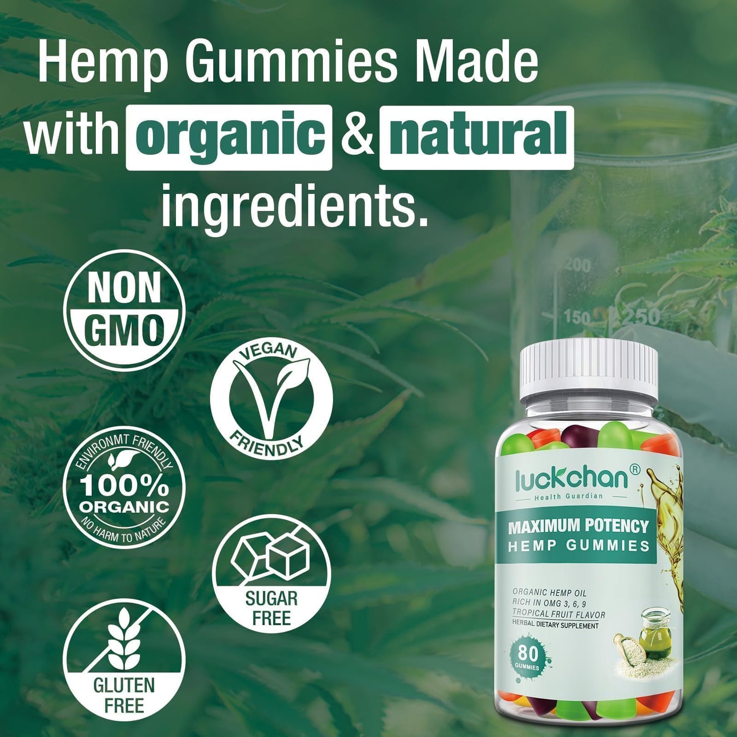 Luckchan 160 count hemp gummies packaging