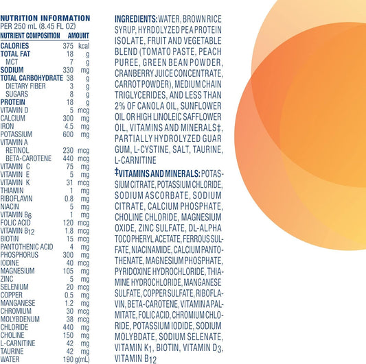 Compleat plant based peptide formula reclosable cartons showing real food ingredient details