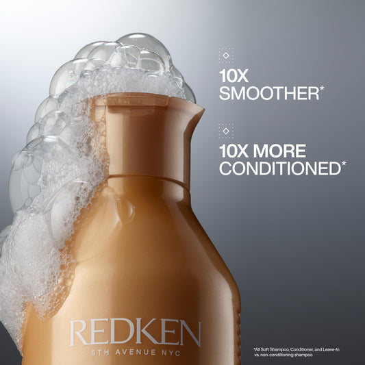 Redken All Soft salon shampoo with argan oil packaging details