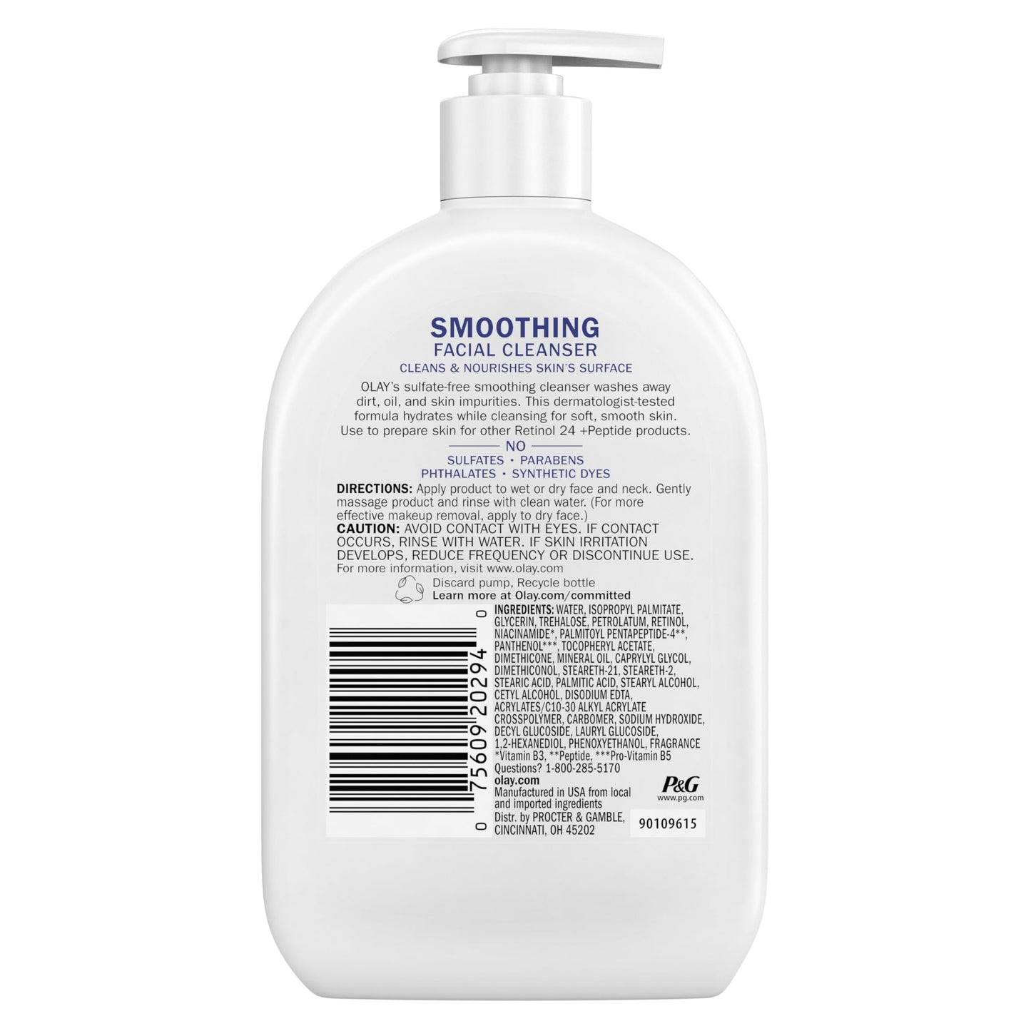 Olay Retinol 24 smoothing face wash packaging for skin elasticity and hydration