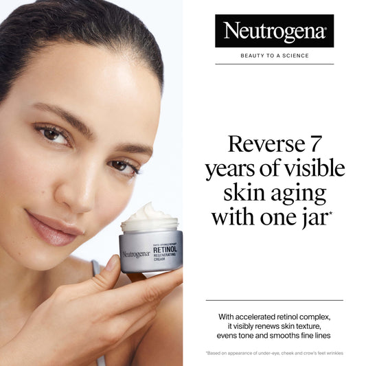 Neutrogena anti wrinkle face cream with hyaluronic acid jar on counter