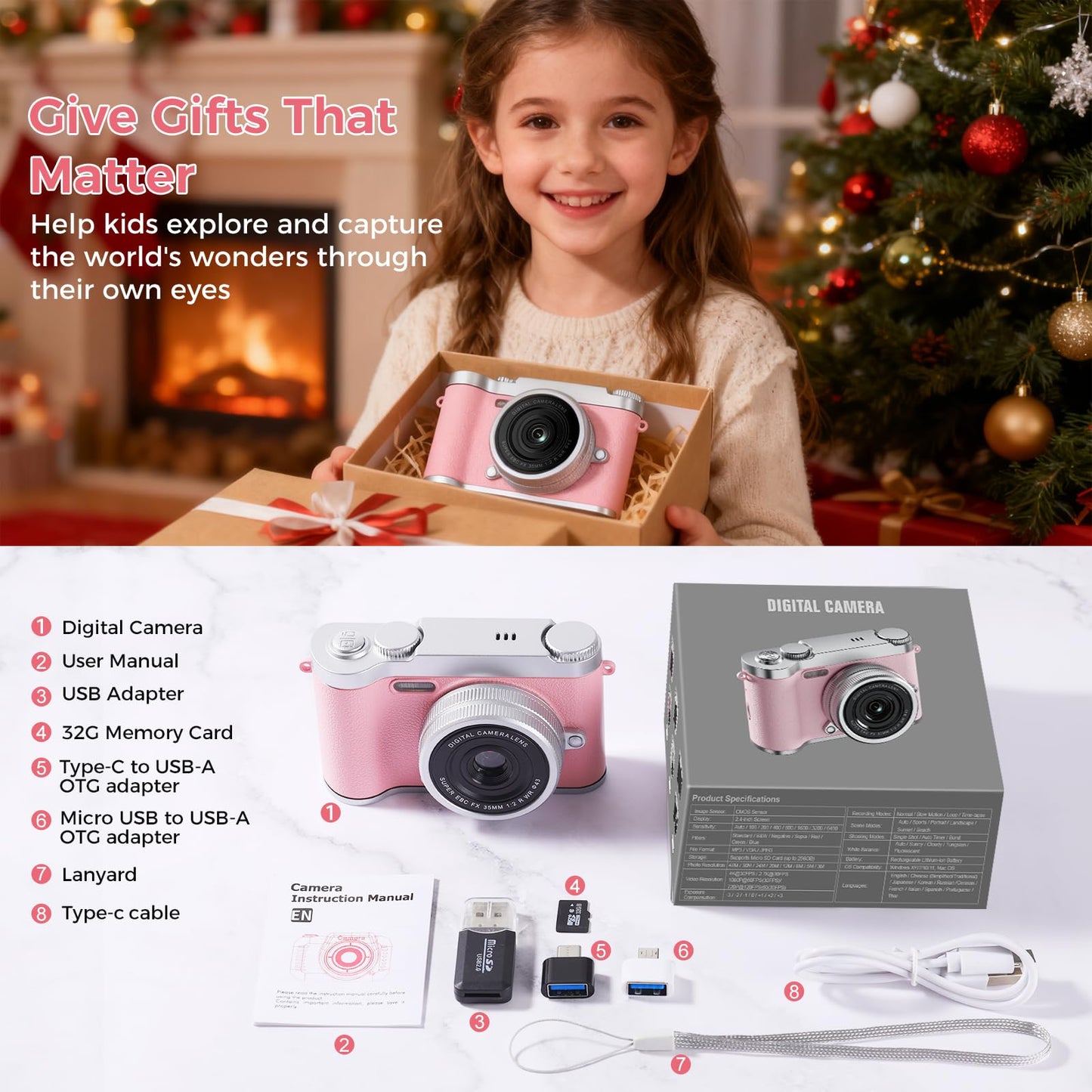 Zyxva toddler selfie camera packaging showing the authentic imported box content