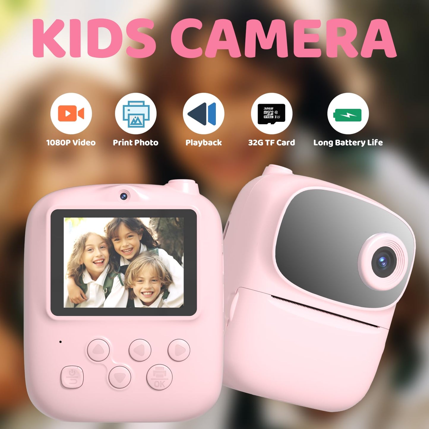 DIGITHINK portable photography camera with attached pink neck lanyard for secure travel and outdoor exploration