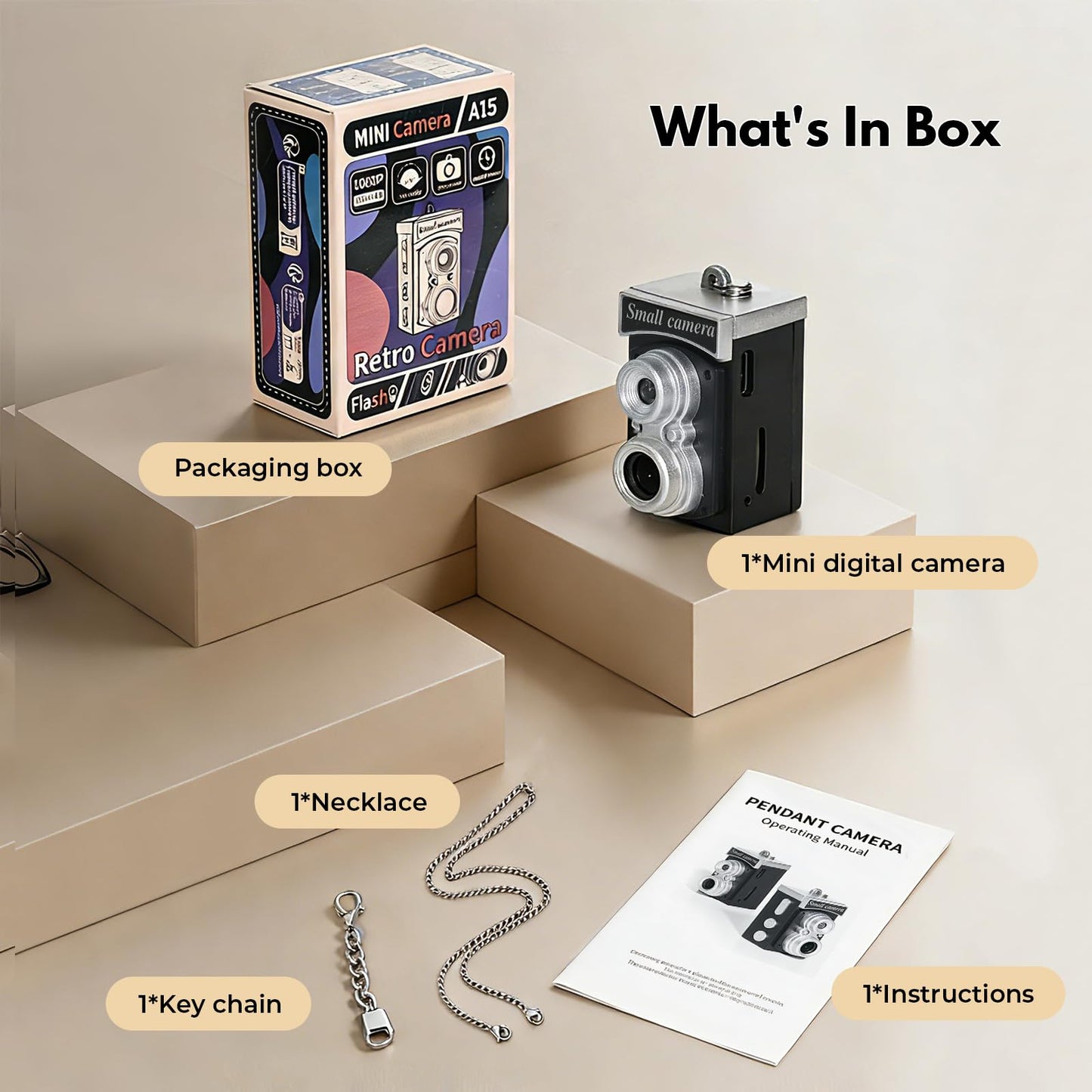 Biyizor mini digital camera premium gift packaging box showing the authentic imported product layout