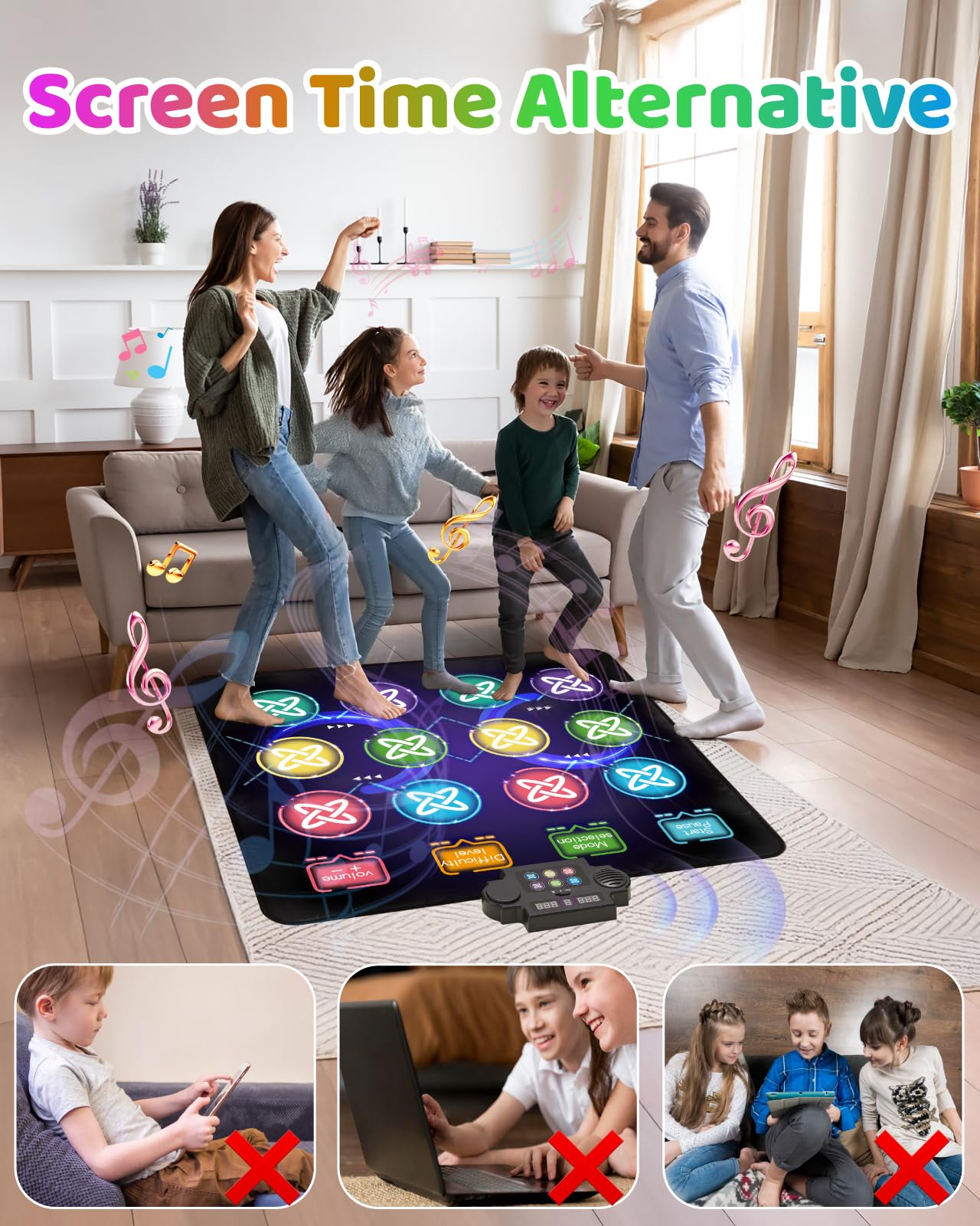 Detailed control panel of Gleamkid interactive dance mat
