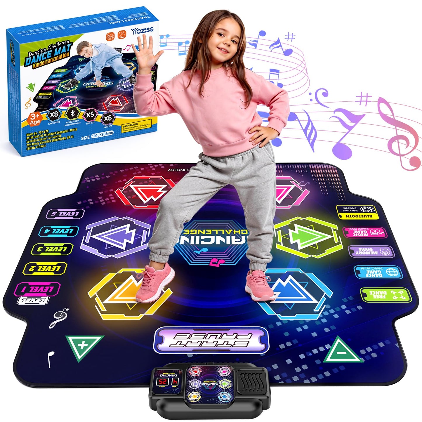 Young girl dancing on Yoziss musical game mat