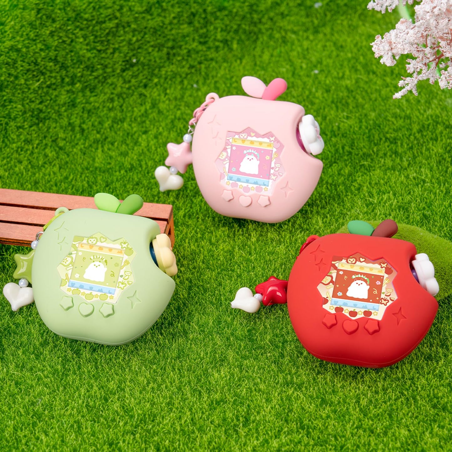 Full packaging display of the green orchard style collectible accessory set for virtual pet customization