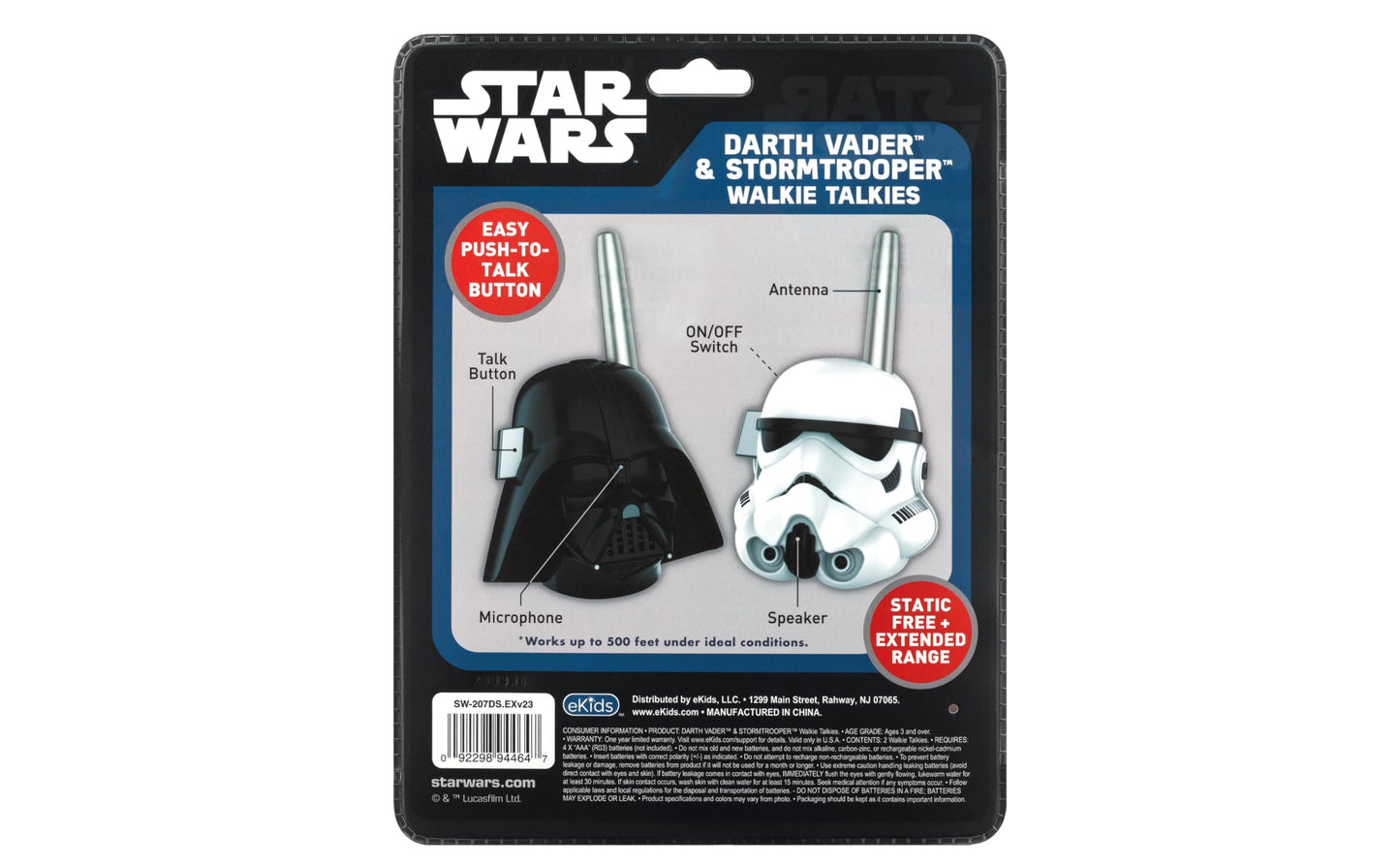 eKids Star Wars two piece toy radio set placed side by side on a flat surface