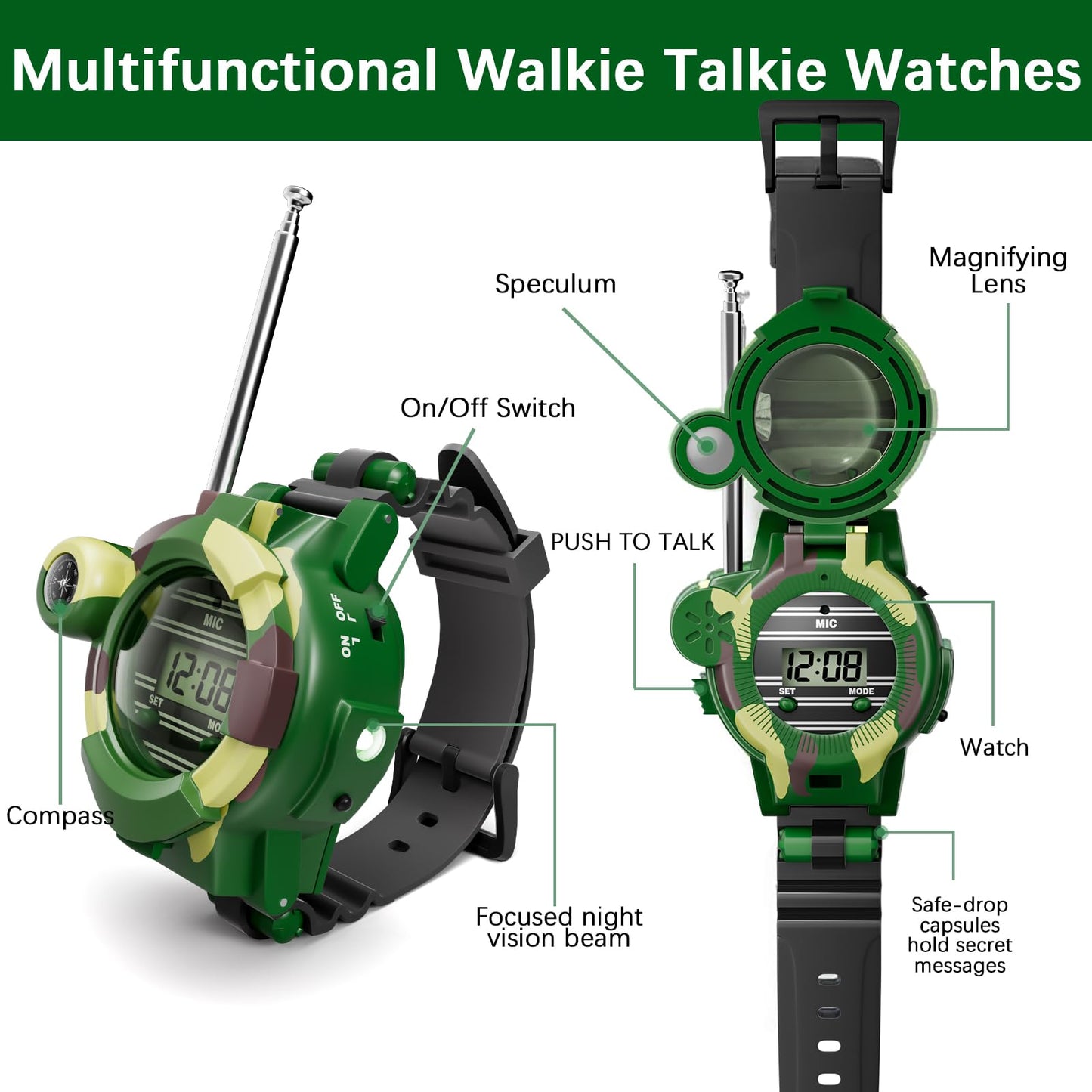 Sportsvoutdoors kids walkie talkie watch packaging box view