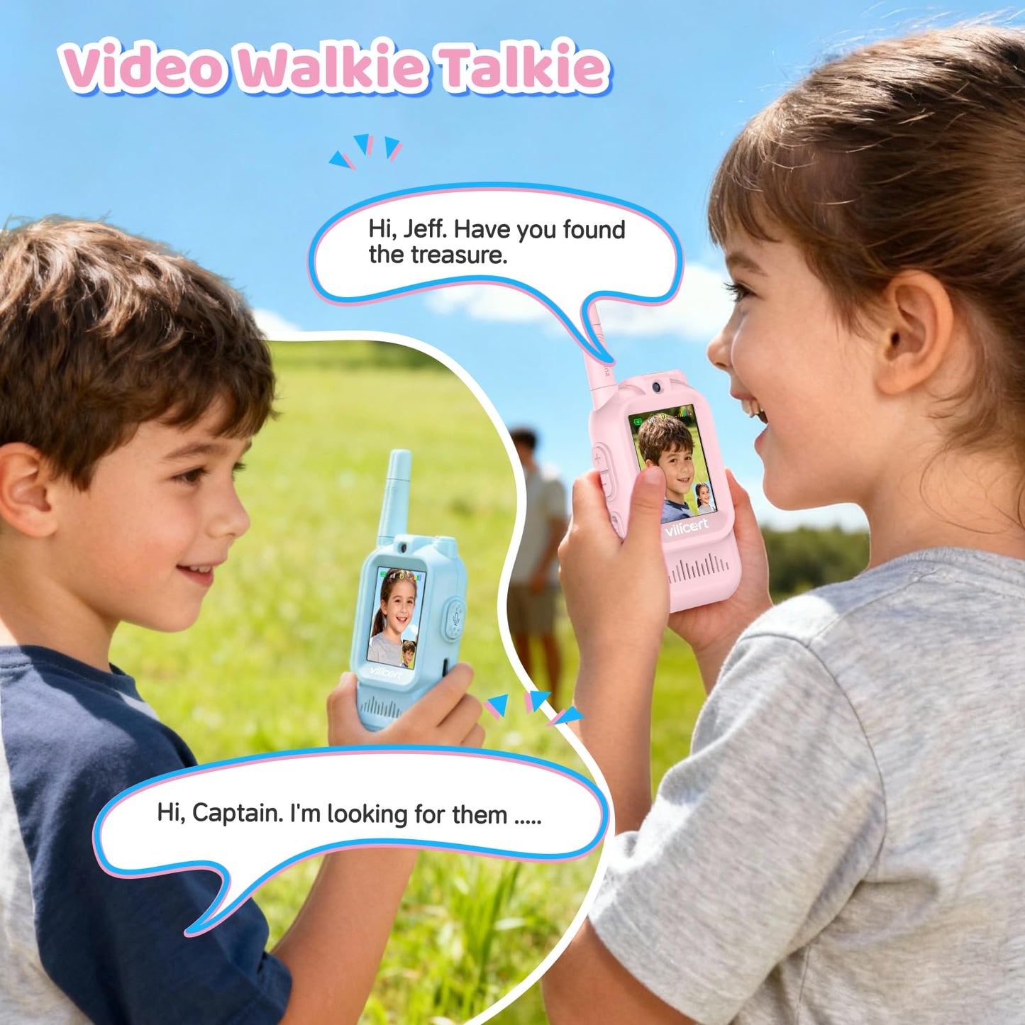 Premium retail packaging of the rechargeable face to face video chat radio toys for children