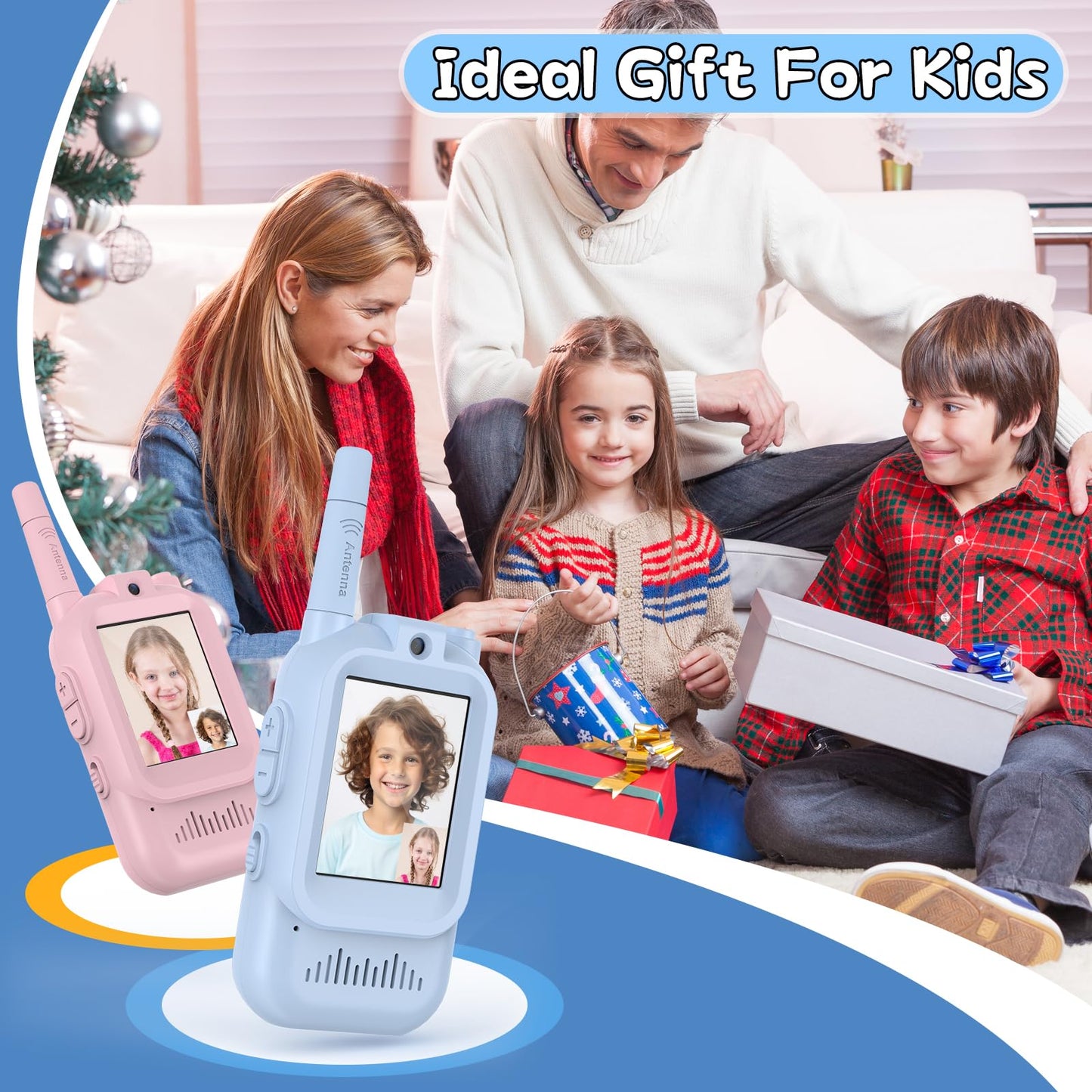 Hangrui video calling walkie talkie set for boys and girls packaged neatly for outdoor adventure gifting.