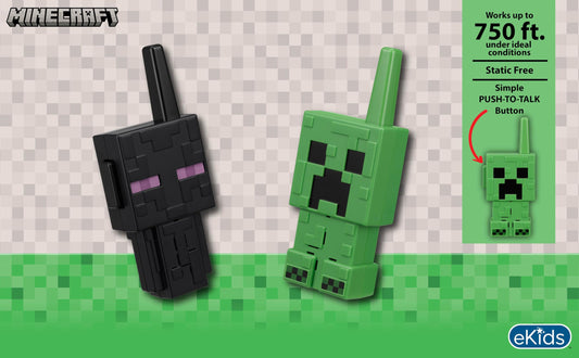 eKids Minecraft kids two way radios showcasing the side push to talk button placement