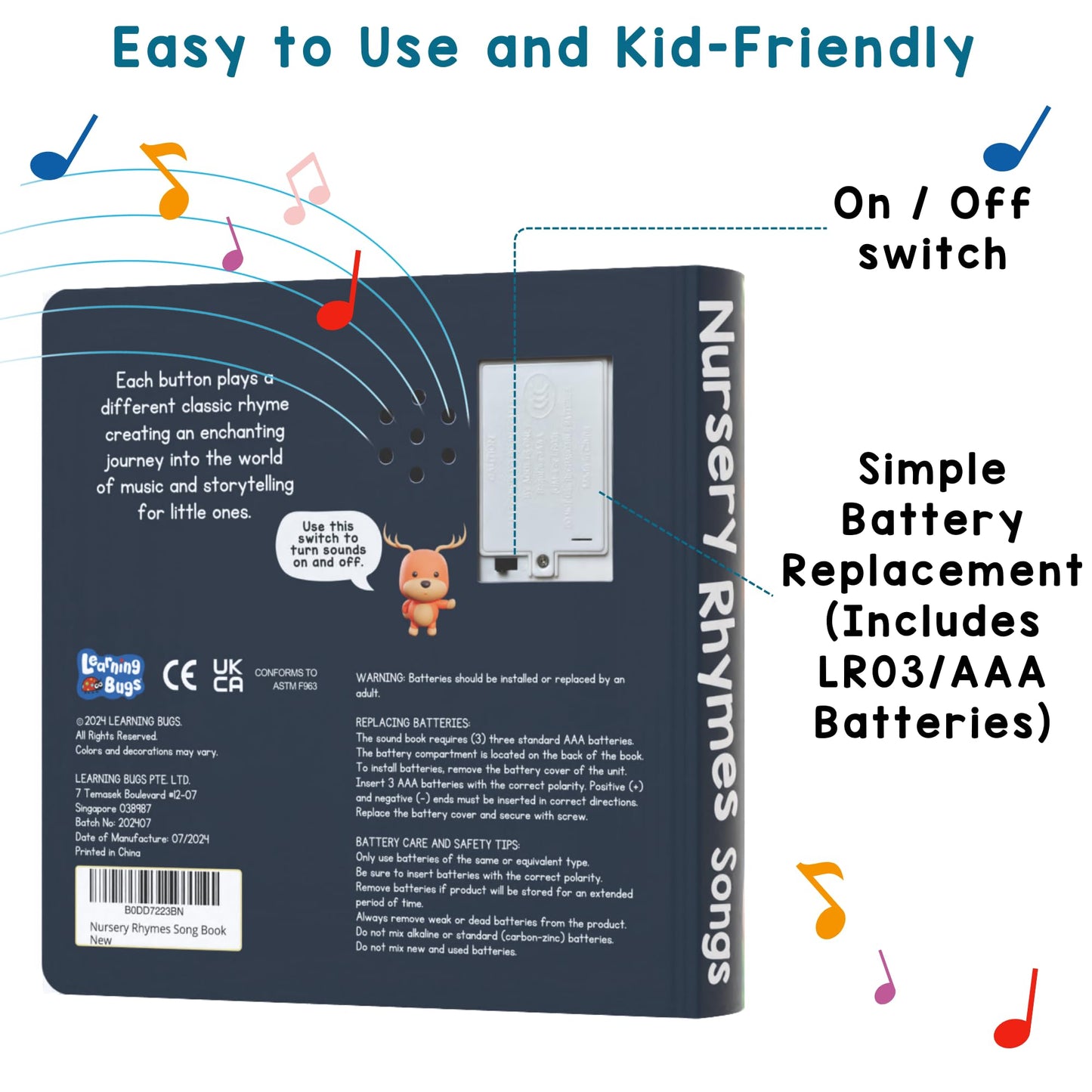 Learning Bugs educational music book packaging and product detail
