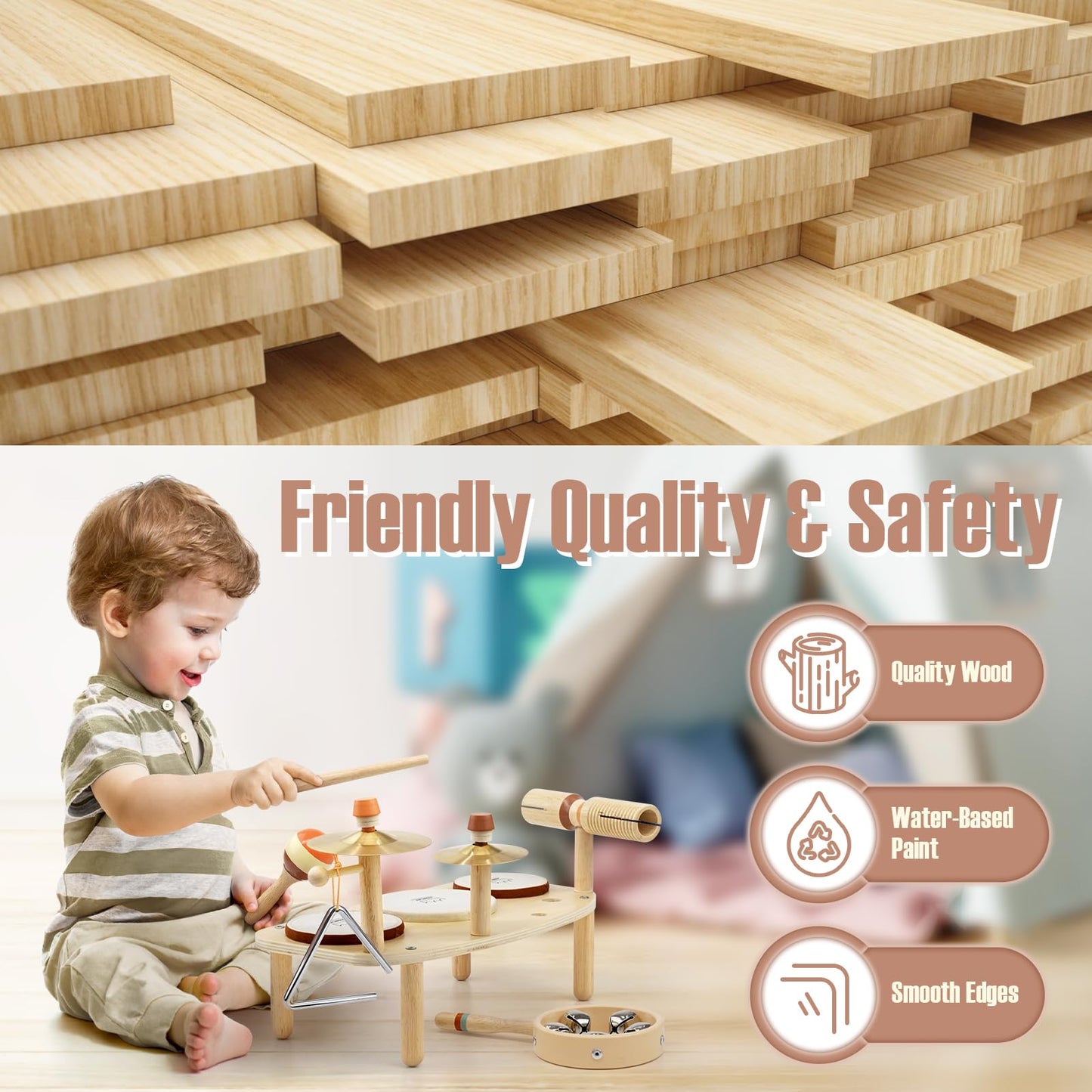 Complete packaging view of the USA imported Vanplay birthday gift set for toddlers.