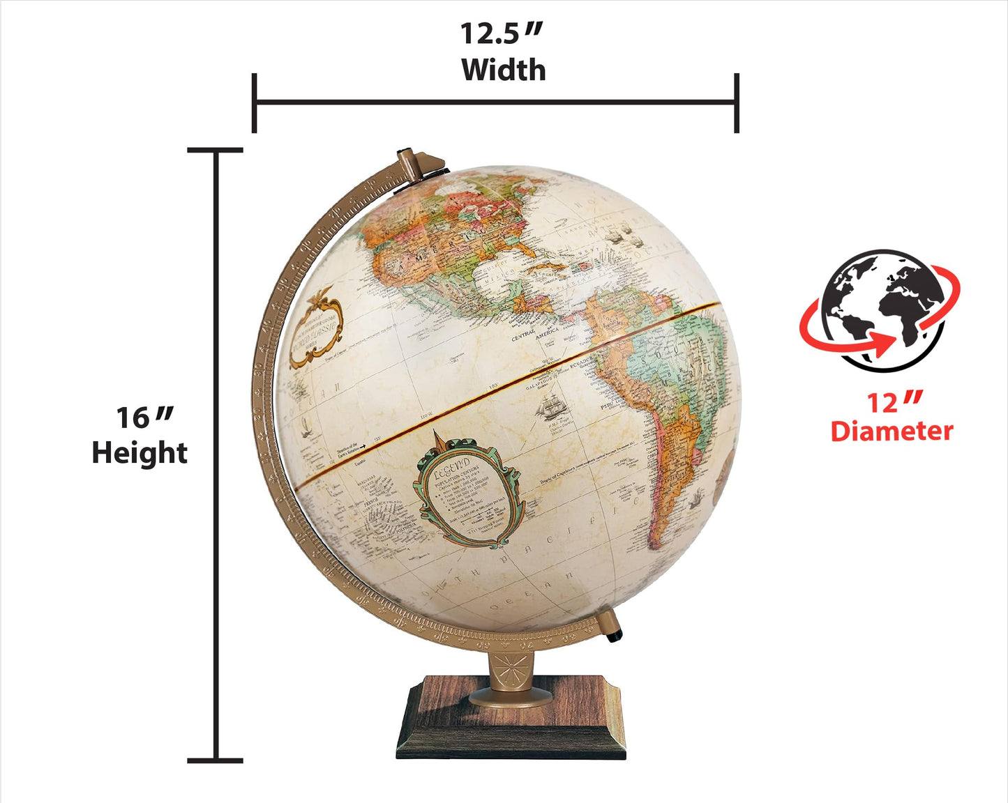 Replogle 12 inch political map globe styled as an elegant decor piece inside a modern office space.