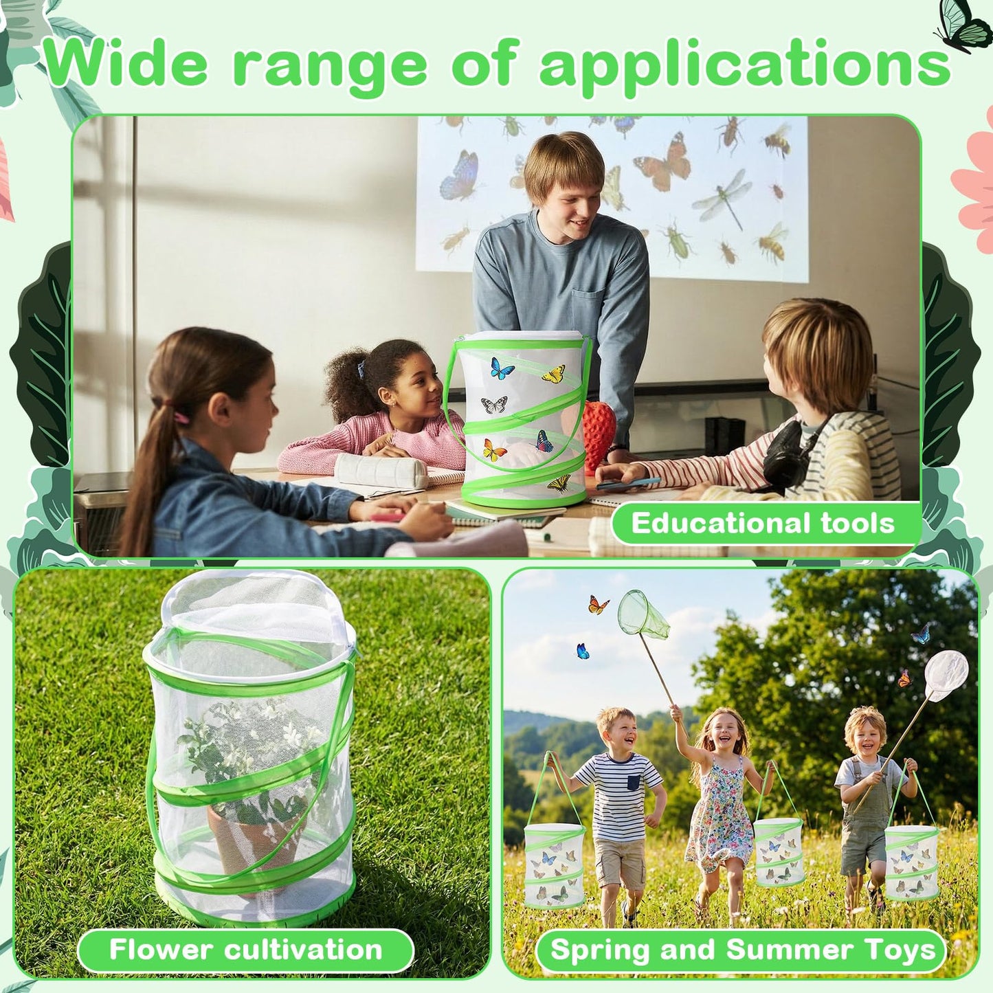 Washable base construction of the Sherr pop up butterfly cage showing simple maintenance