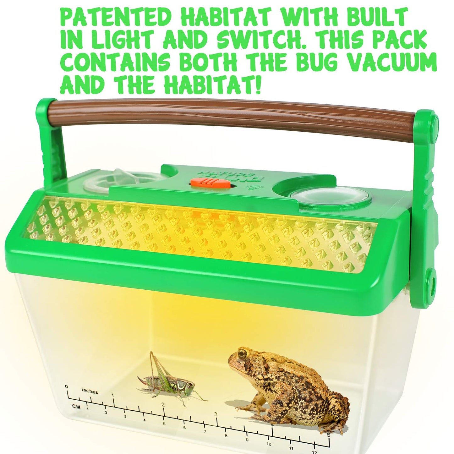 Portable insect catching kit featuring the carabiner clip and carry handle