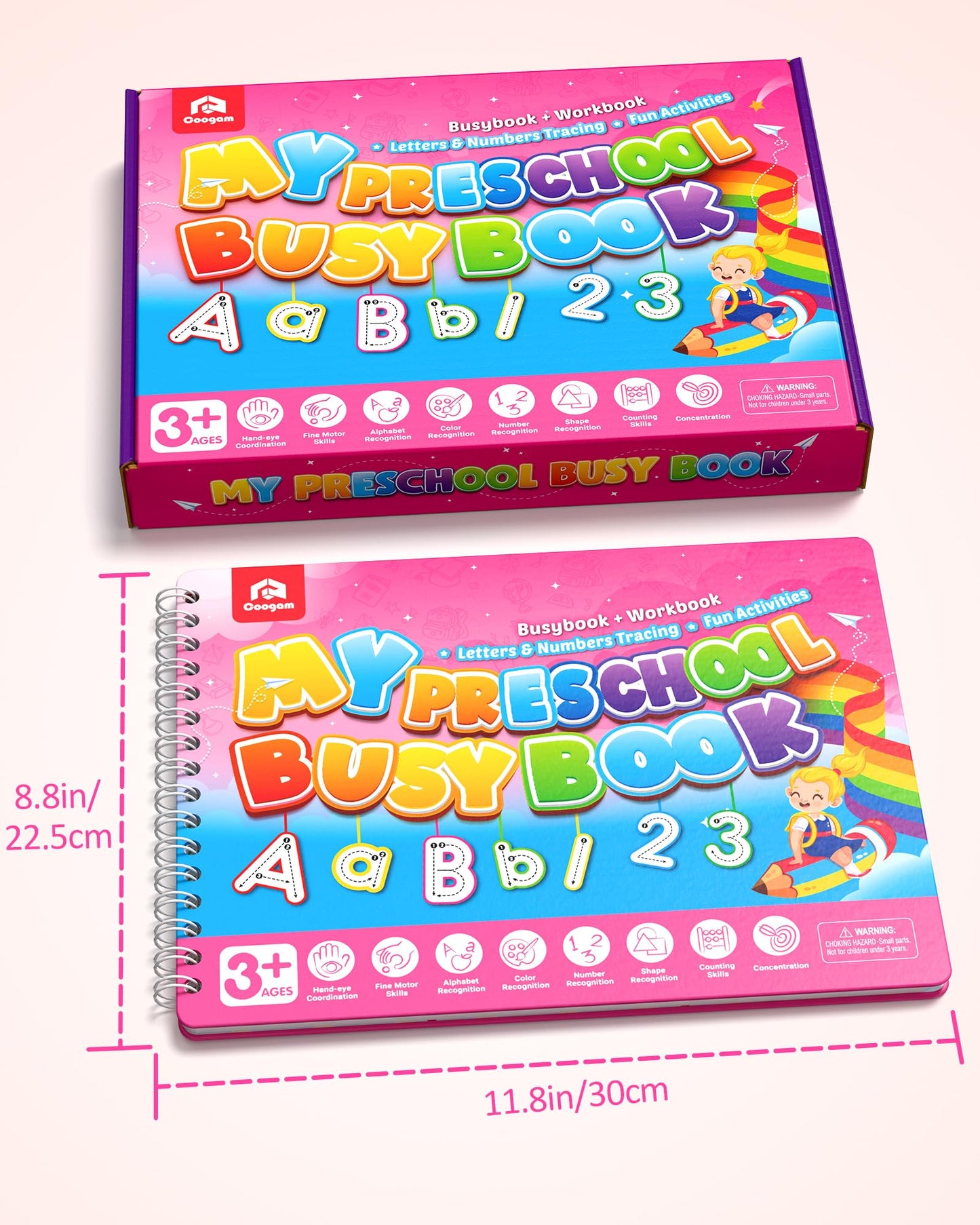 Coogam educational activity book packaged set including two dry-erase eraser markers