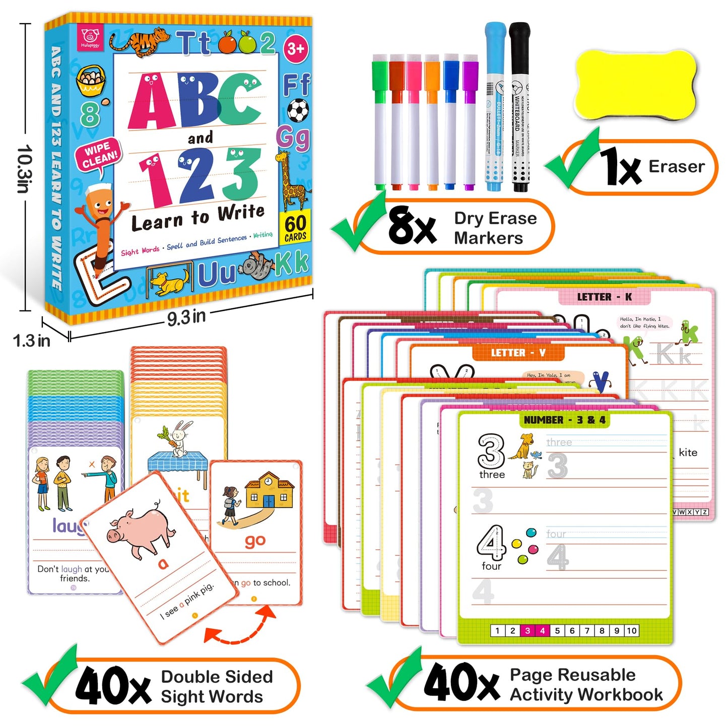 Hulupiggy educational handwriting toy set packaged and ready for home schooling and travel use.