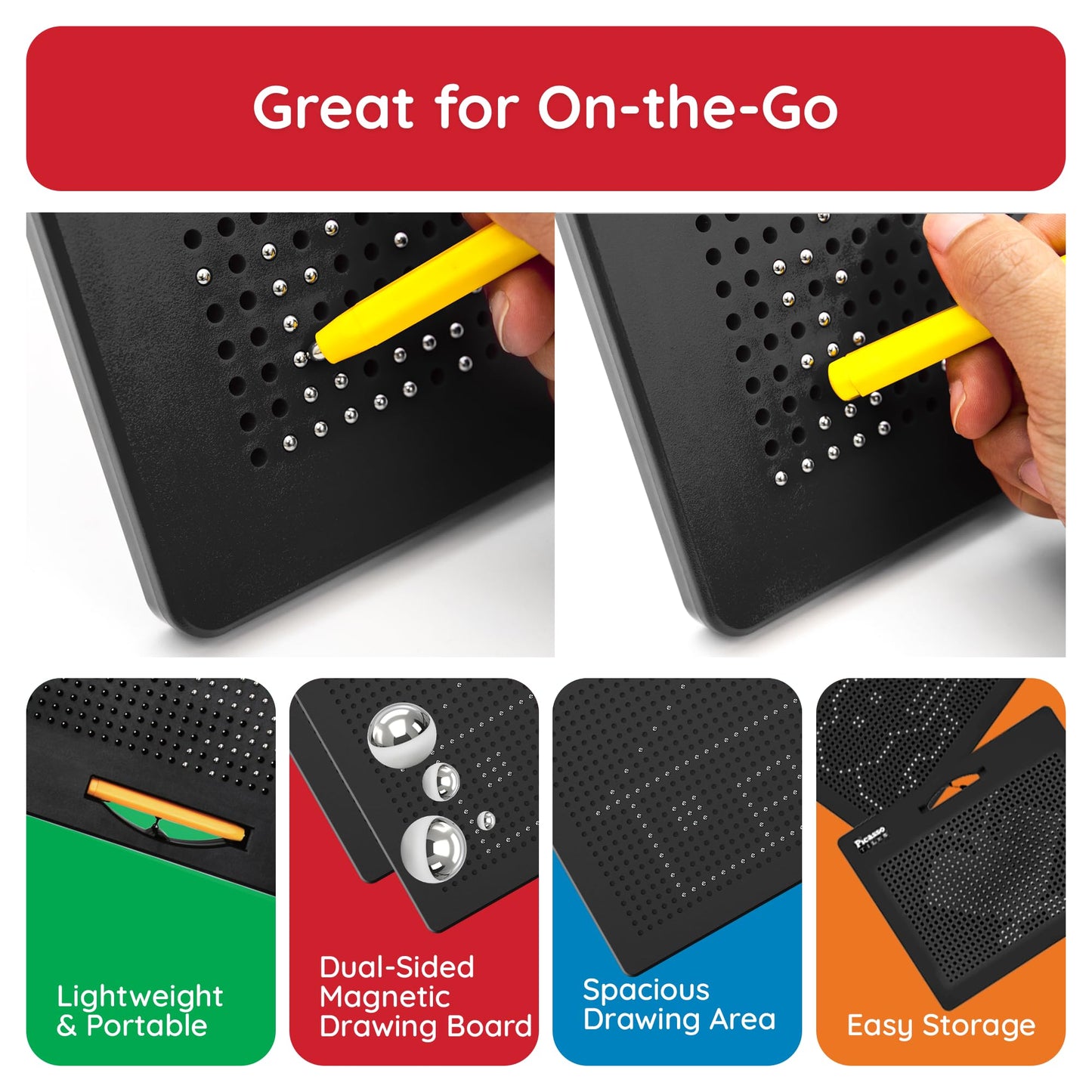 PicassoTiles 2-in-1 dual-faced educational tablet packaging box showcasing STEM learning features and safety certifications