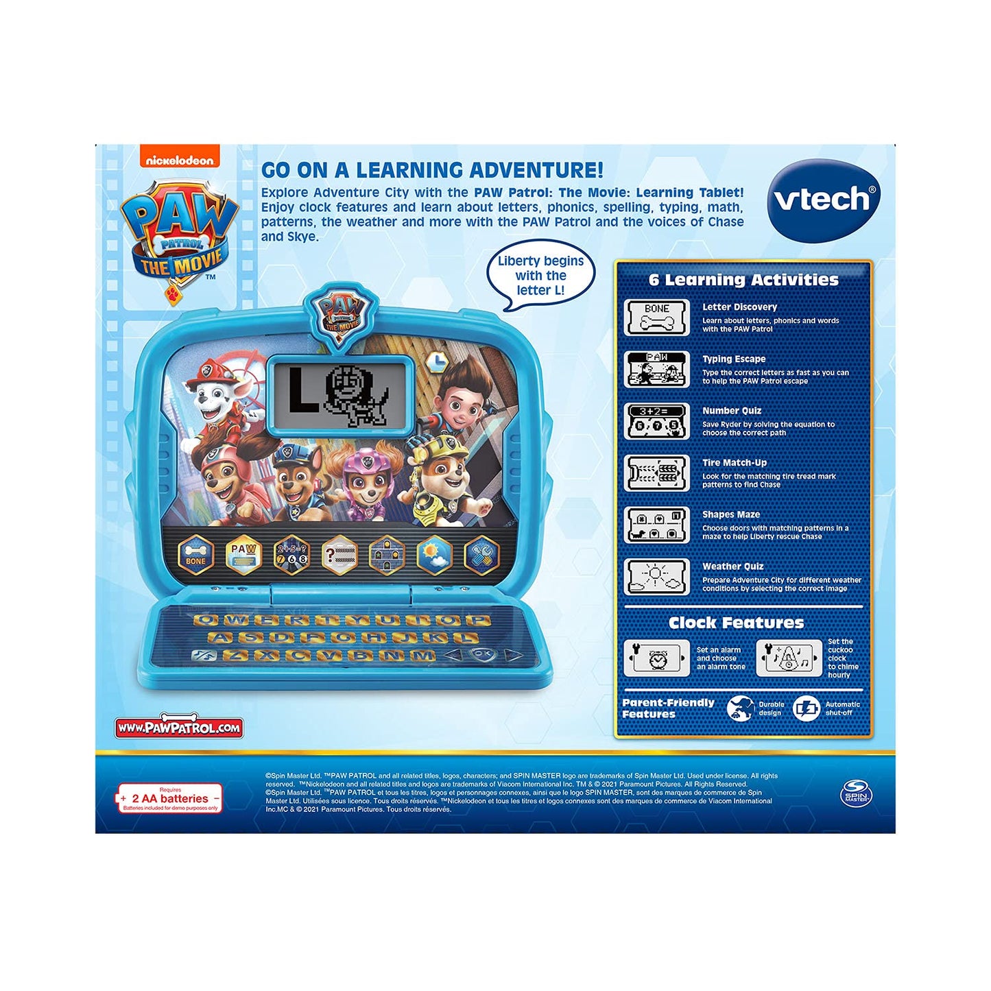 VTech preschool learning laptop alternative angle showing the lightweight portable construction.