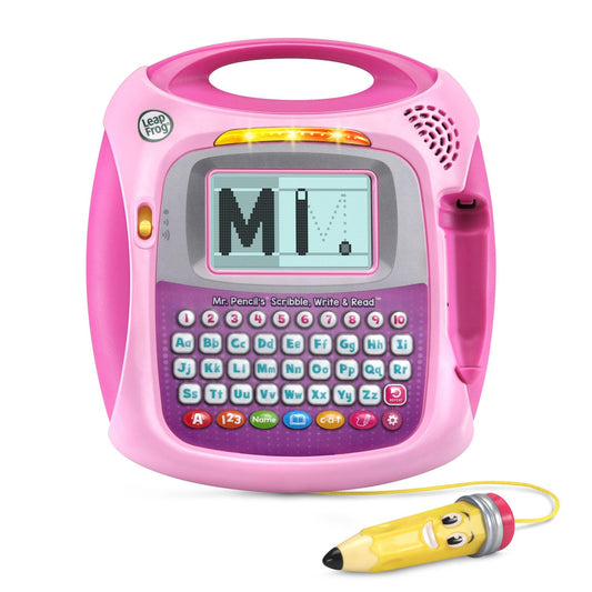 LeapFrog electronic writing toy for kids showing pink casing with attached stylus
