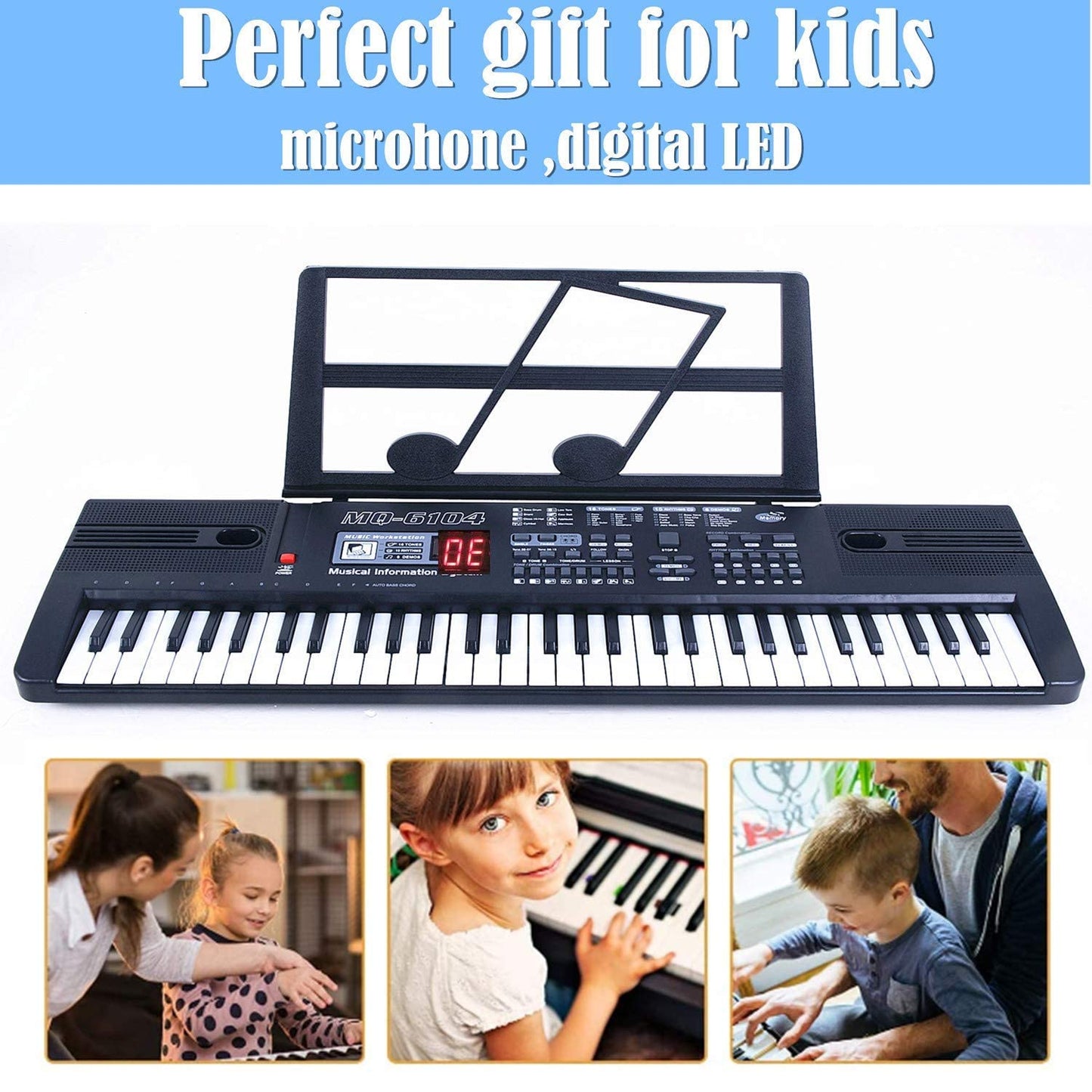 SEMART beginner electronic music piano showing smooth safe rounded edges for children