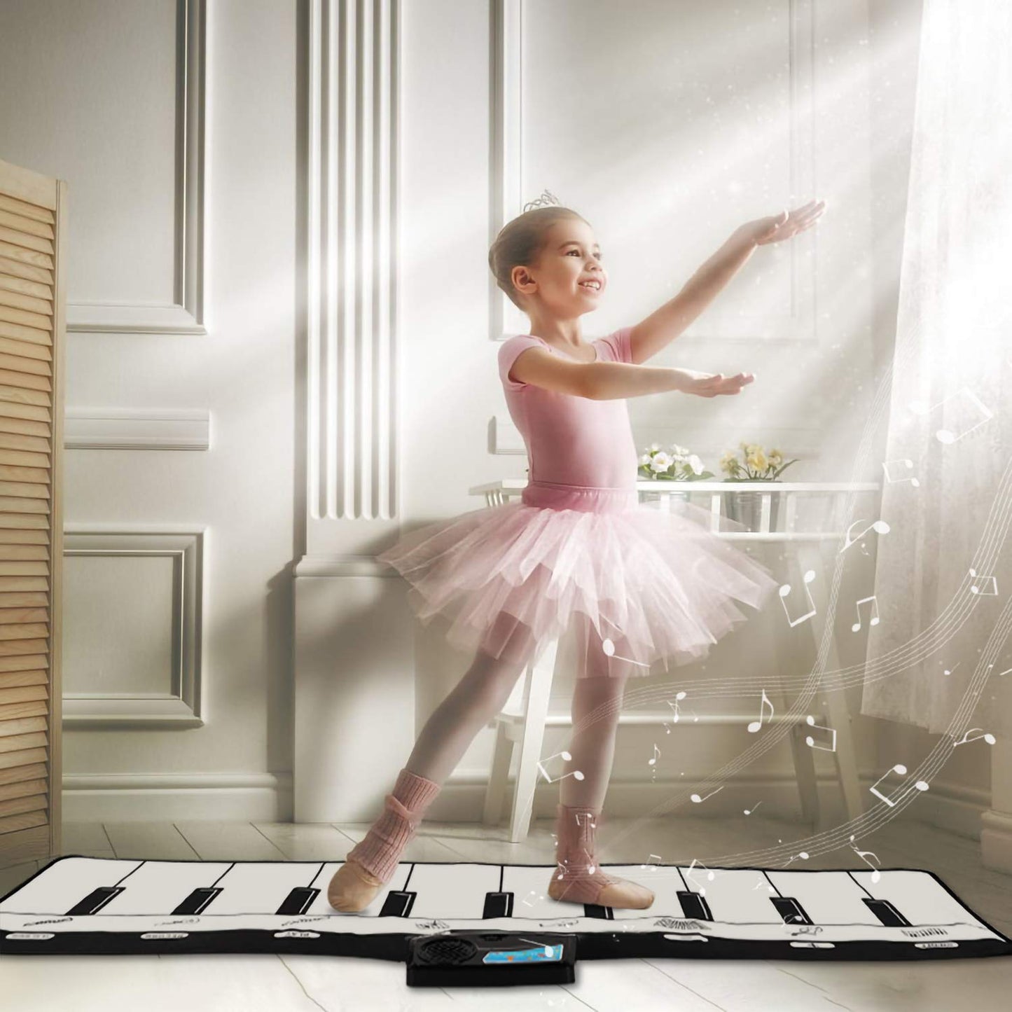 Electronic music dance mat showing play record and playback function indicators