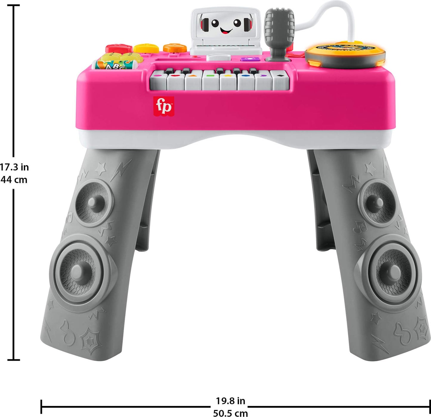 Fisher-Price baby and toddler pink activity center packaging view showing toy features