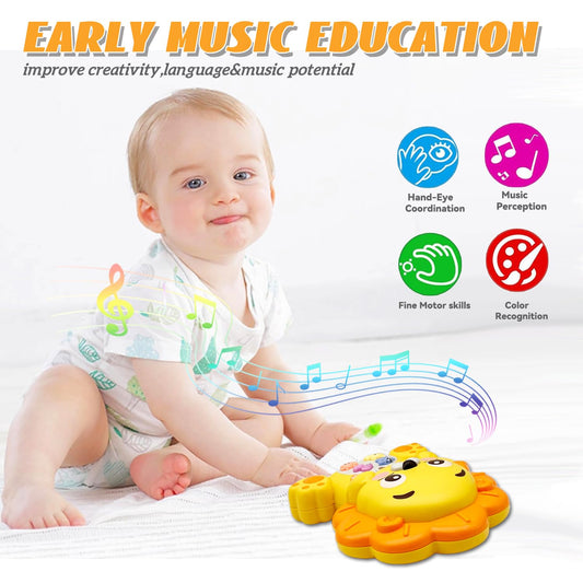 PYYCZA educational toddler toy highlighting the built-in carrying handle and animal sound buttons