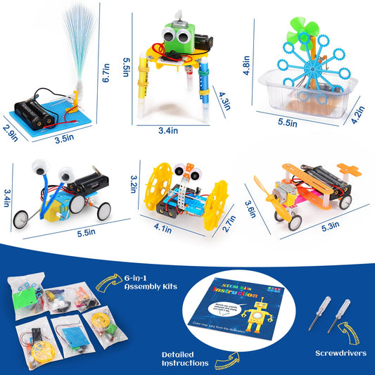 Assembled DIY reptile robot and balance car showing electronic motor wiring and structural plates.