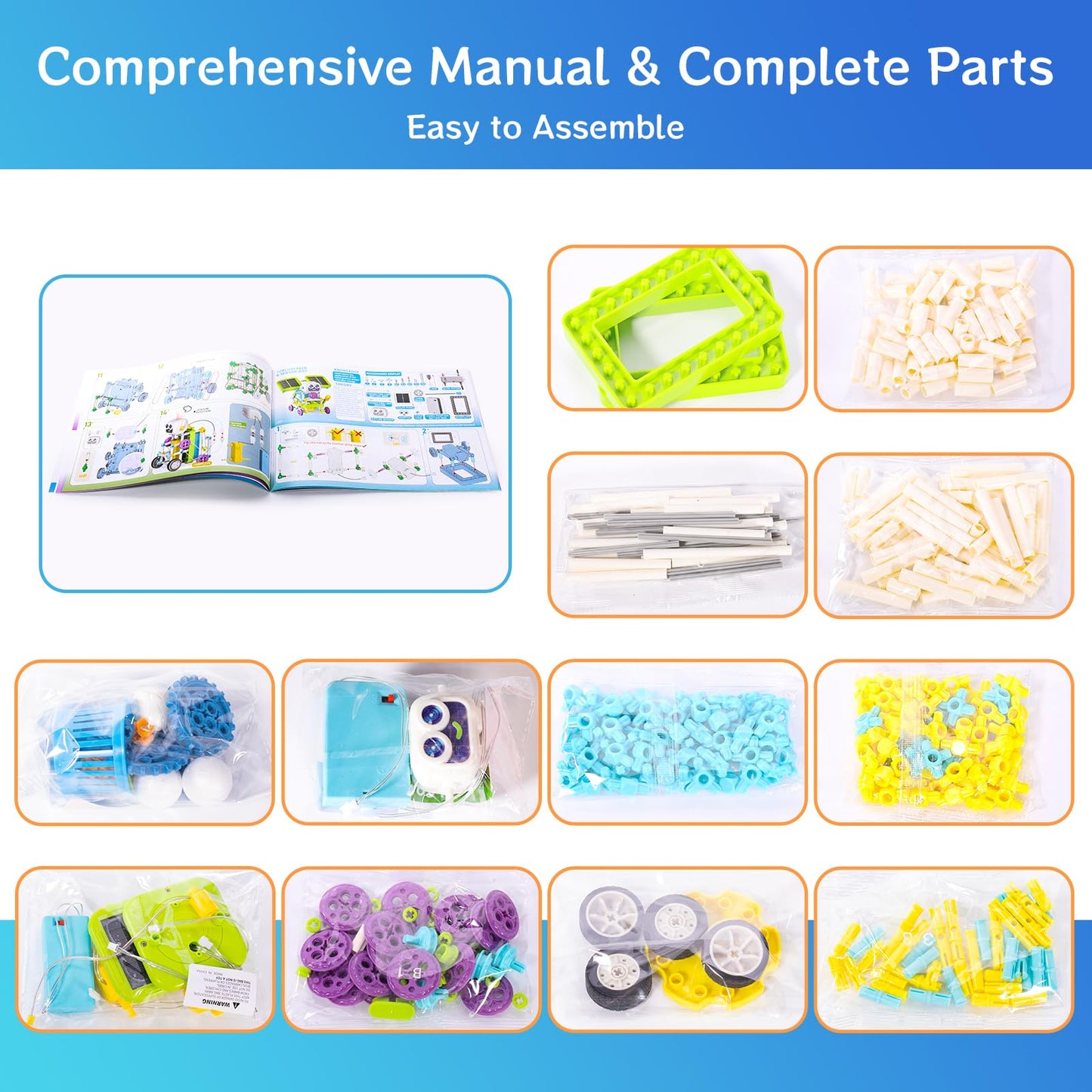 Instruction booklet page displaying clear assembly steps for the electronic and mechanical robot models.
